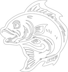 fish outline isolated on white backgroun 