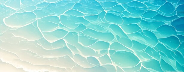 Fototapeta premium Beautifully clear turquoise water with delicate ripples, forming lace-like patterns of light white lines