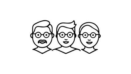 cartoon circle faces with glasses and smile vector illustration