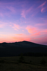 landscape in the mountains, sunset, sunrise