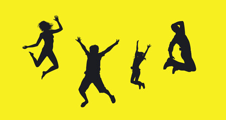 silhouettes of jumping kids vector illustration 