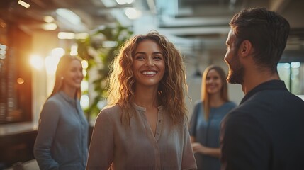 Innovative business team in a modern office setting, discussing strategies and planning projects, their creative energy driving collaborative success.