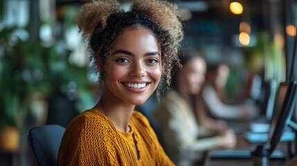 Young professionals working in a bright, modern office, their collaboration and creative communication driving the success of their projects.