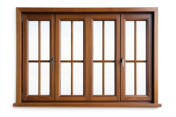 Elegant wooden window with multiple panes, offering a contemporary look and ample natural light for interiors.