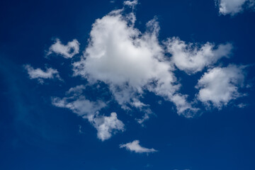 clouds and blue sunny sky,  white clouds over blue sky, Aerial view,  nature blue sky white cleat weather.