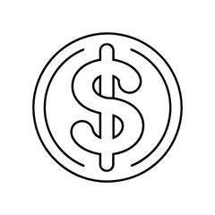 Line art vector illustration of a dollar sign logo icon, perfect for financial designs