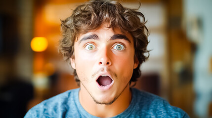 A man with a blue shirt that says  he's about to be a good man, portrait of a man, person