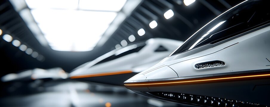 A sci-fi inspired spaceport with futuristic spacecraft and advanced docking systems
