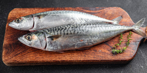 mackerel fish raw seafood fresh food snack on the table copy space food background