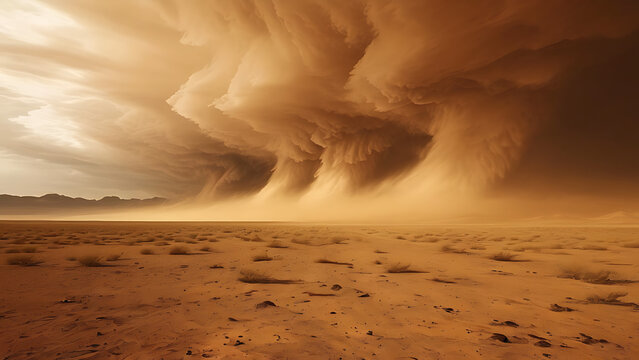 Dust storm rolling across the desert

