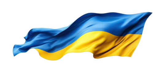 Waving Ukrainian Flag on Transparent Background