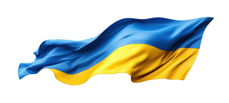 Waving Ukrainian Flag on Transparent Background