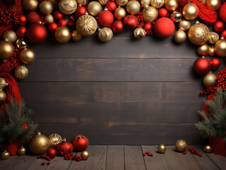 Naklejka premium Fantastic Creative wooden frame tree branches and Christmas decoration garland style