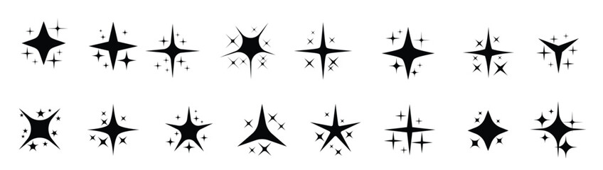 Sparkling stars. shiny sparks, glitter light star and sparkle elements