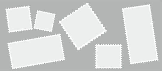 Blank Postage Stamps. Light Postage Stamps on gray background