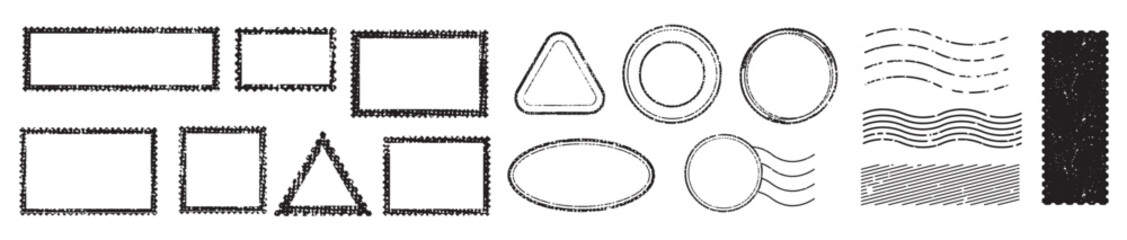 Blank postal stamps set. Illustration vector.