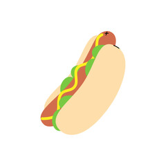 Hot dog. Tasty fast food. Vector illustration.