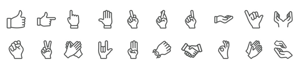 Hands collection line icon