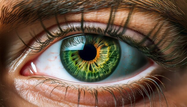 Close Up of Green Eye. Green Iris. 