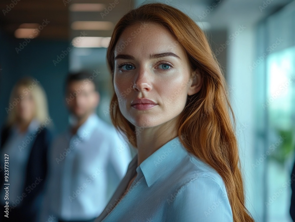 Wall mural professional portrait of woman with intense expression