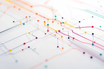 An intricate subway map displays colorful lines and dots representing various stations, designed to aid urban navigation