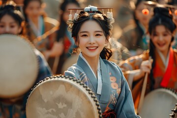 Portrait of a North Korean Woman in Traditional North Korean Attire. Celebrating the Beauty and Cultural Heritage of North Korea through Traditional Clothing and Ethnic Identity. A Representation of N