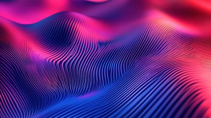 Wavy abstract patterns in vibrant pink and blue tones resembling flowing fabric under soft light