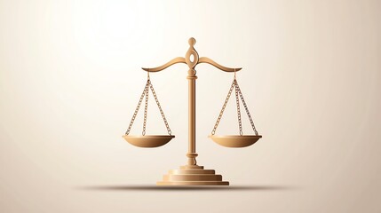 Elegant wooden scales of justice symbolize fairness and balance in legal matters, with a subtle gradient background.