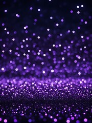 Obraz premium Vibrant purple bokeh lights with shimmering glitter texture. Festive abstract vertical background for holiday celebrations and romantic designs