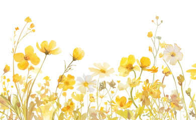 PNG Delicate watercolor yellow floral illustration