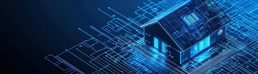 Futuristic AI Home Security Analysis with Copyspace, Concept of Innovation