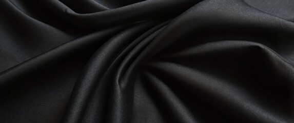 Smooth Black Fabric Draped in Soft Folds
