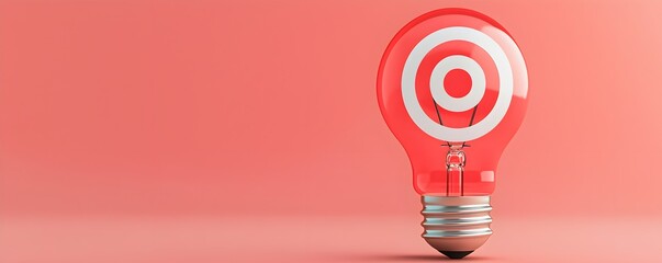 Light bulb with target, focused ideas driving growth, flat design illustration