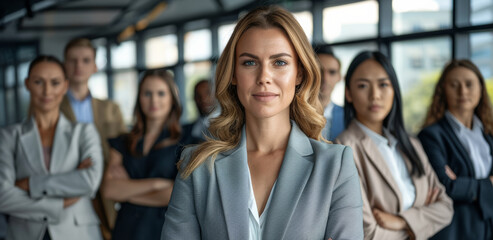 Obraz premium An experienced team of seasoned businesswoman professionals, supported by an efficient staff, brings extensive expertise to manage the business continuously and effectively.