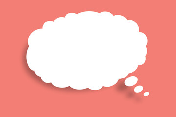 Empty white cloud paper speech bubble shape against light Rose color background.