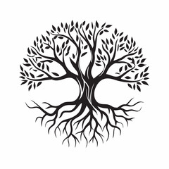 Obraz premium Oak tree logo design tree with roots on a isolated white background (8)