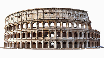 Naklejka premium Colosseum, Rome isolated on white background, leaning tower