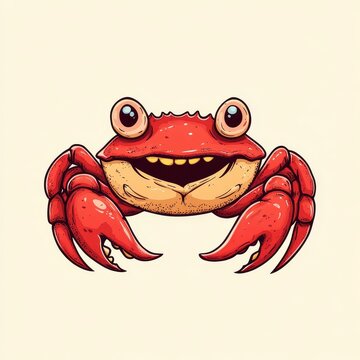 recommend clip art: Cartoon-style clipart of a happy crab with claws, vector design