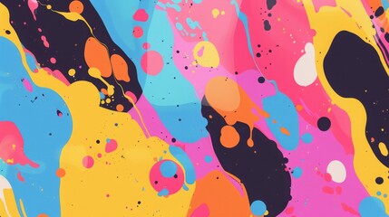 Multicolor abstract painting background with vibrant fluid shapes and dynamic brushstrokes.