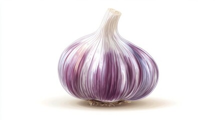 garlic bulb with fine texture, isolated on white background