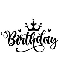 Happy Birthday typography design on plain white transparent isolated background for card, shirt, hoodie, sweatshirt, apparel, tag, mug, icon, poster or badge