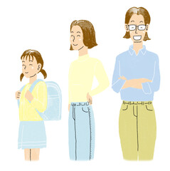 受験と女子学生のセット（手書き）18