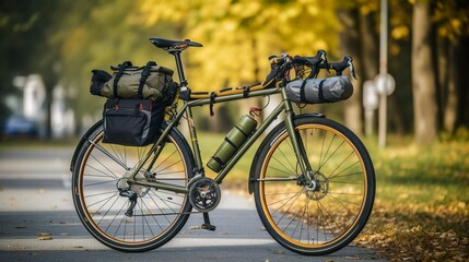 Fototapeta premium A photo of a bicycle with panniers