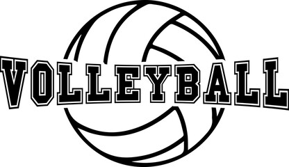 Volleyball typography clip art design on plain white transparent isolated background for card, shirt, hoodie, sweatshirt, apparel, tag, mug, icon, poster or badge