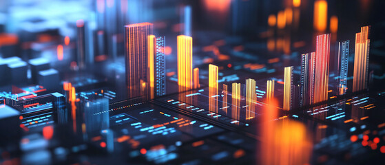 3D financial dashboard with floating metrics, symbolizing comprehensive financial monitoring