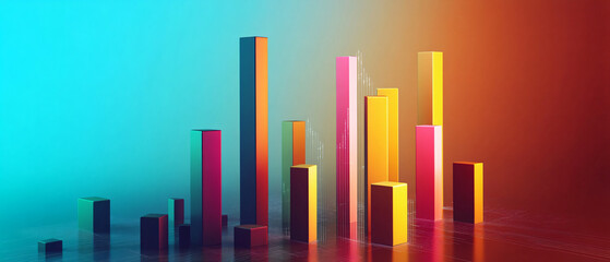 3D floating bar charts with dynamic colors, symbolizing diverse financial data1