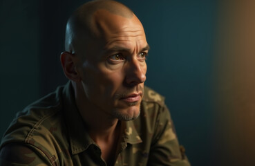 Obraz premium Portrait of a man in camouflage clothing