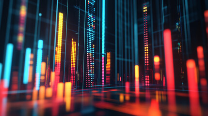 Fototapeta premium 3D floating financial reports with dynamic graphs, symbolizing transparent financial data