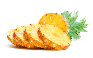 slice of pineapple on white background