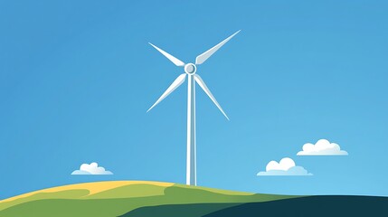 Fototapeta premium Minimalistic Vector Wind Turbine Icon for Eco-Friendly Energy Concepts